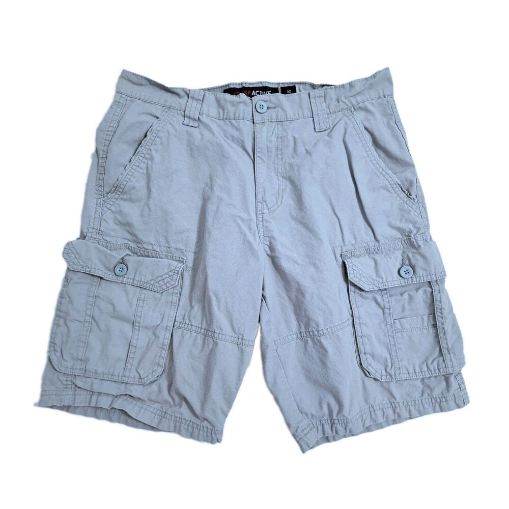 SP Active Cargo Shorts Men's 32 Utility Pockets Work Gray Beach Trail Hike